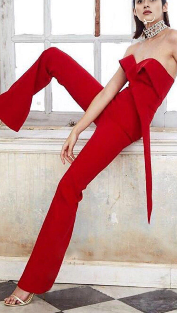 AIIZIE BANDEAU JUMPSUIT IN RED - product image