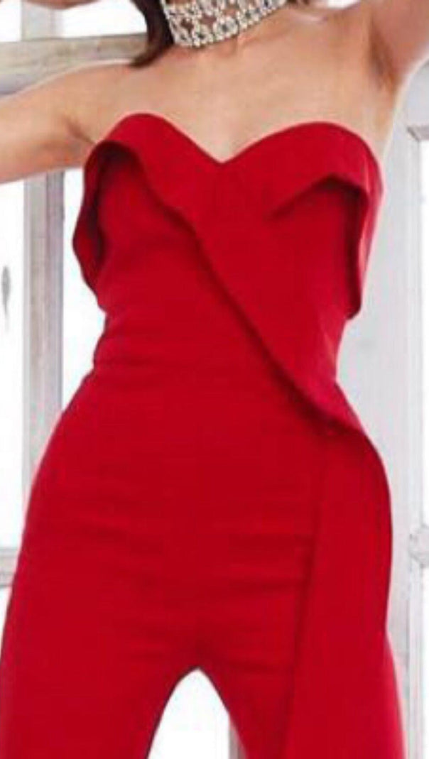 AIIZIE BANDEAU JUMPSUIT IN RED - product image