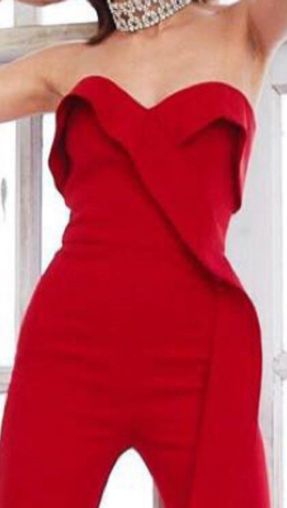 BANDEAU JUMPSUIT IN RED