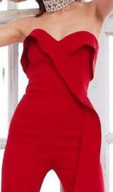 BANDEAU JUMPSUIT IN RED