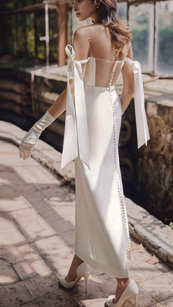 AIIZIE PEARL SUSPENDER MAXI DRESS IN WHITE - product image