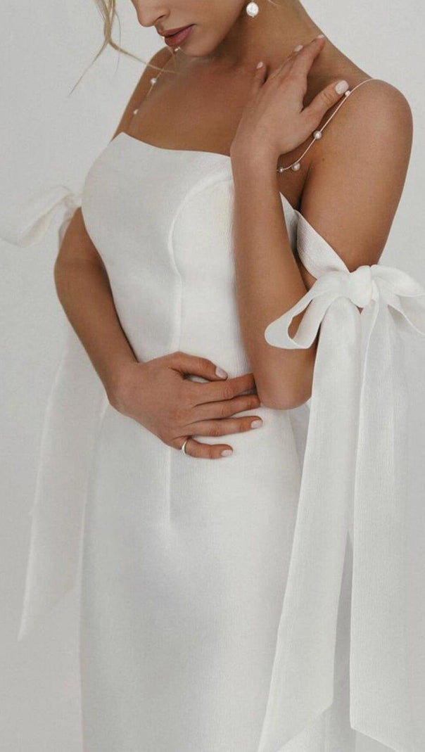 AIIZIE PEARL SUSPENDER MAXI DRESS IN WHITE - product image