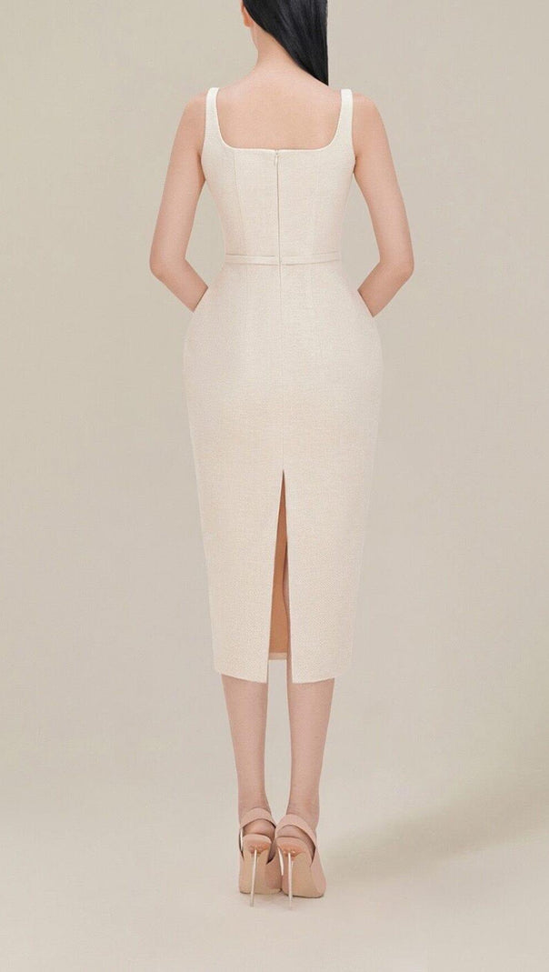 AIIZIE FLOWER EMBROIDERED LINEN SUSPENDER DRESS IN APRICOT - product image