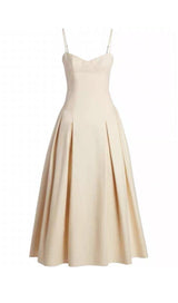 WAIST-TIGHTENING MAXI DRESS IN BEIGE