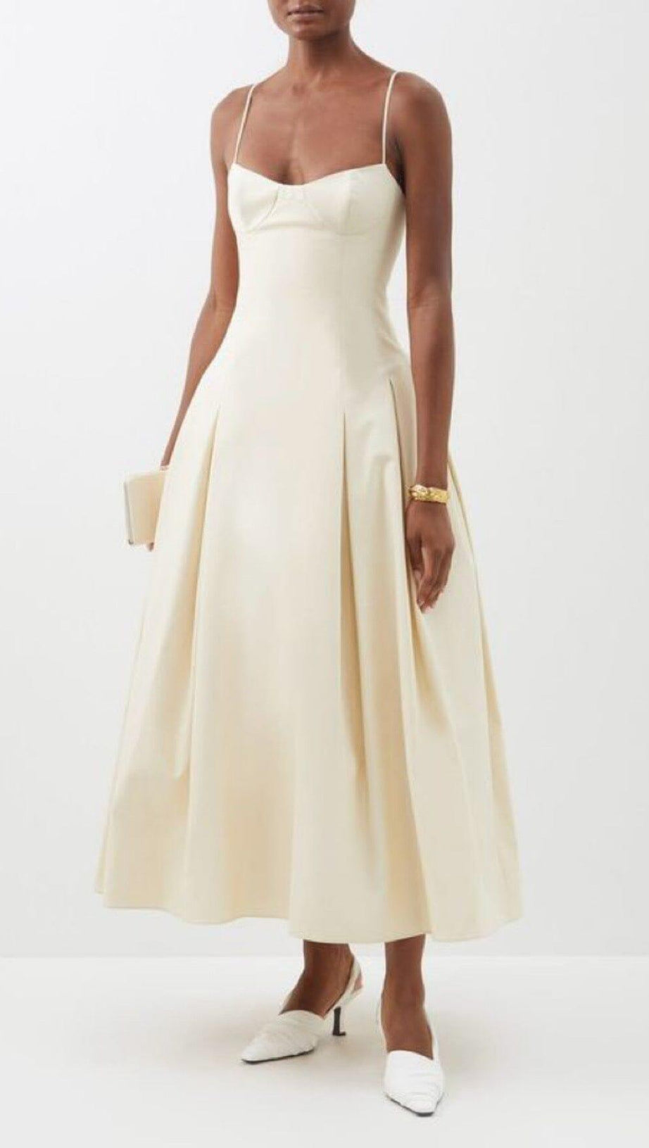 WAIST-TIGHTENING MAXI DRESS IN BEIGE