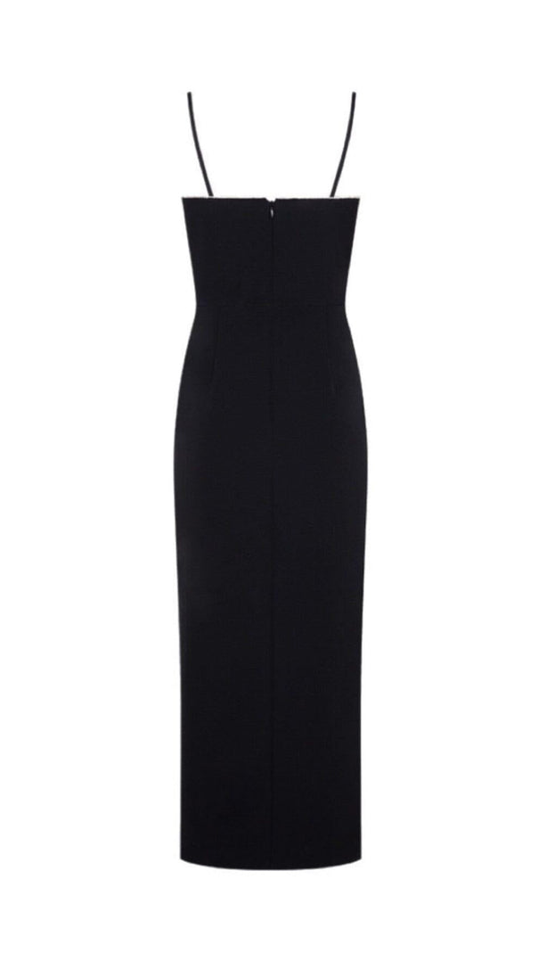 AIIZIE DOUBLE-BREASTED SUSPENDER DRESS IN BLACK - product image