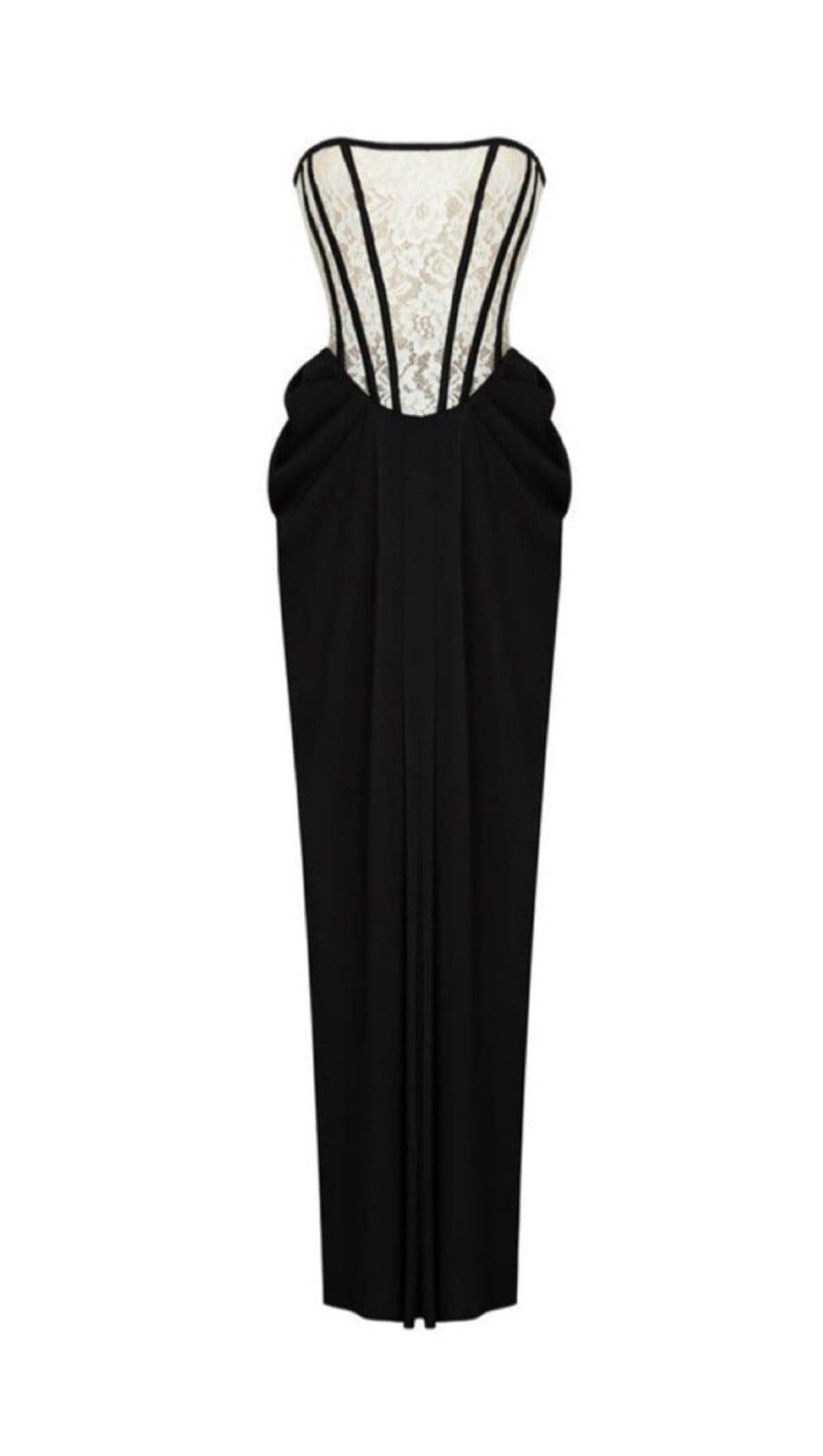  BANDEAU LACE STITCHED DRESS IN BLACK