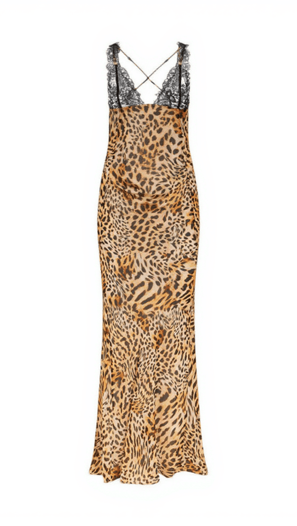 AIIZIE SVEA LACE LEOPARD PRINTED MAXI DRESS - product image