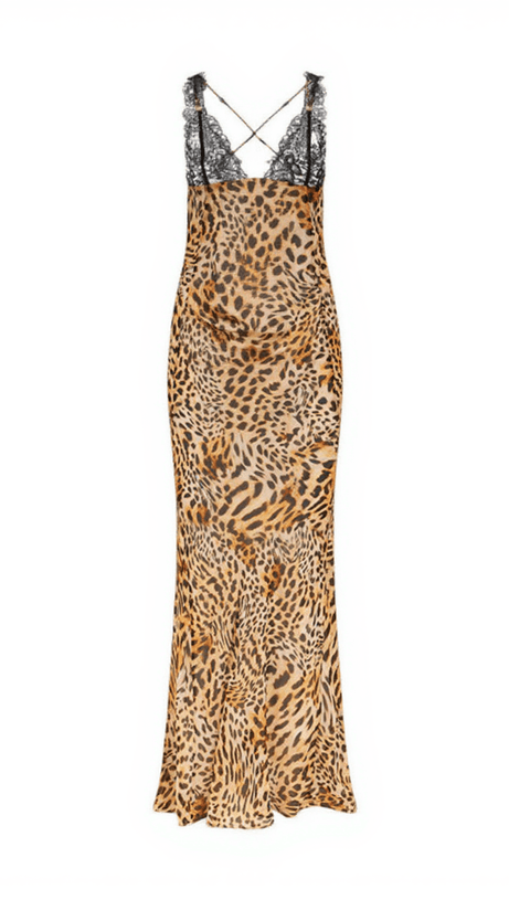 SVEA LACE LEOPARD PRINTED MAXI DRESS