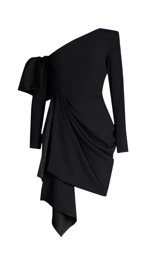 AIIZIE CROSS-SHOULDER MINI DRESS IN BLACK - product image