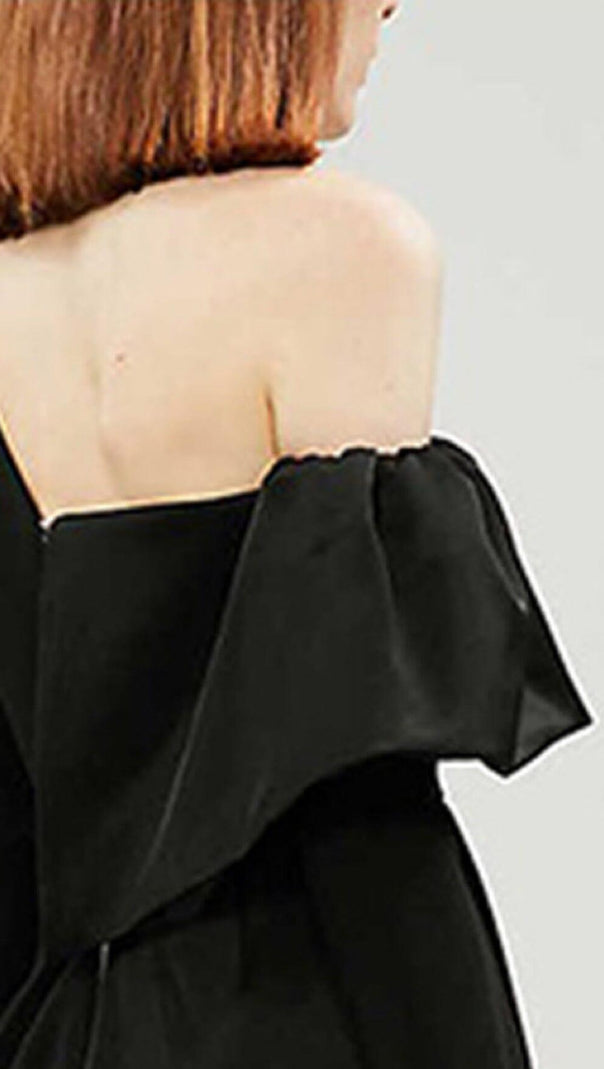 AIIZIE CROSS-SHOULDER MINI DRESS IN BLACK - product image