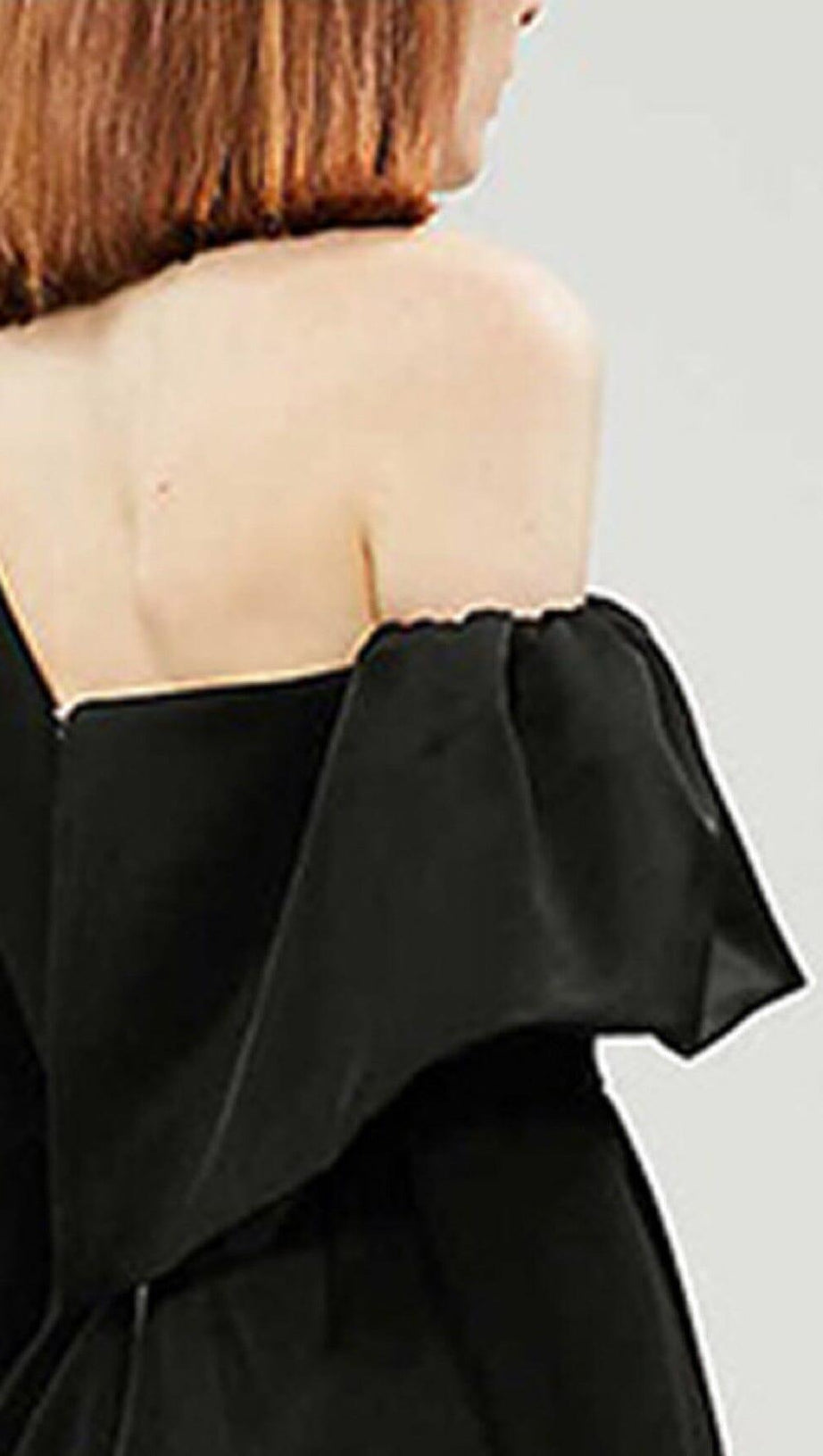 CROSS-SHOULDER MINI DRESS IN BLACK