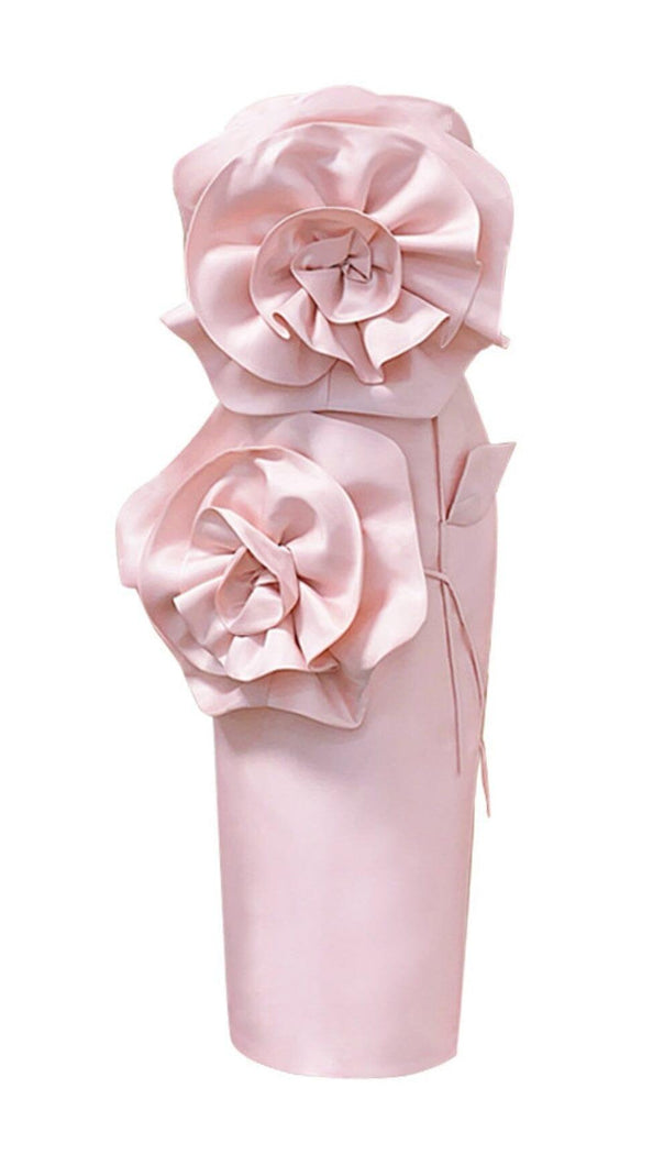 AIIZIE PINK FLORAL STRAPLESS TUBE TOP MIDI DRESS - product image