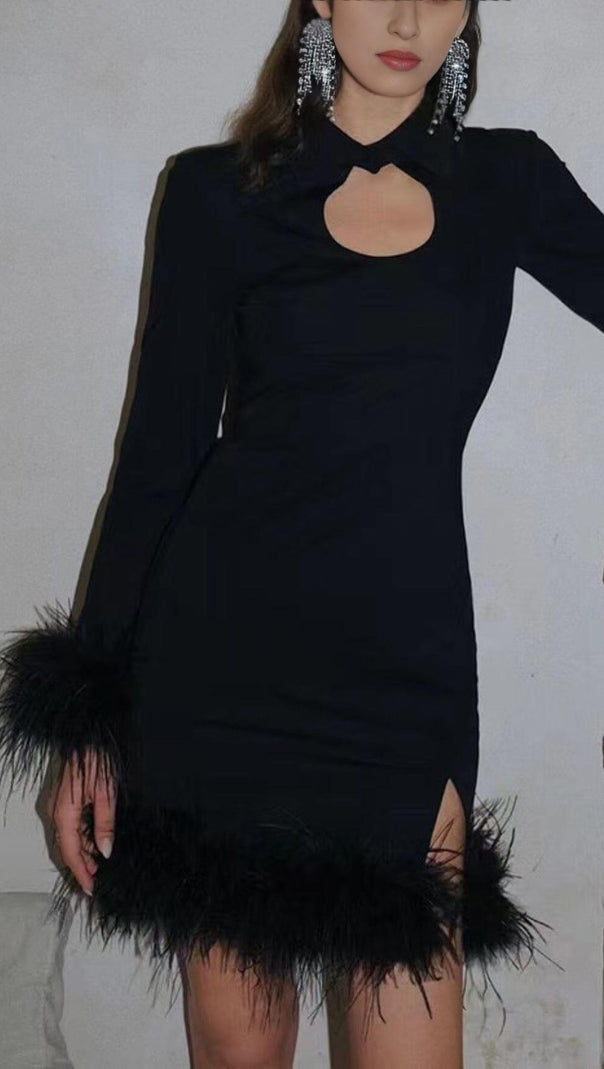 AIIZIE FEATHER STITCHED DRESS IN BLACK - product image