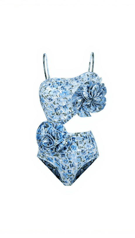 GAVIRIA FLOWER CUTOUT SWIMWEAR TWO PIECE SET