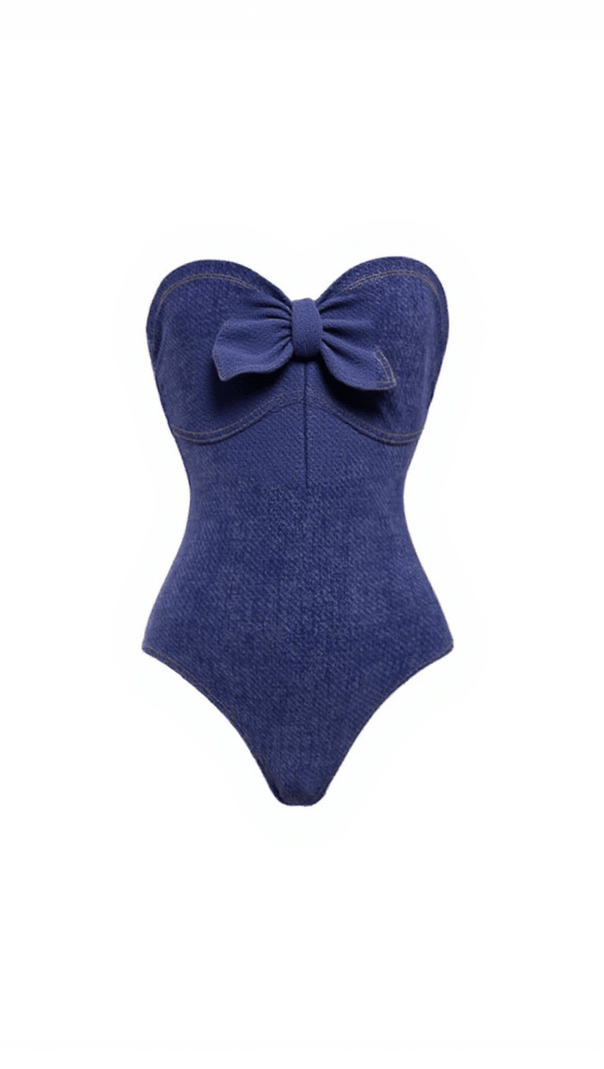 AIIZIE EDWARD BOW DENIM SWIMWEAR TWO PIECE SET - product image