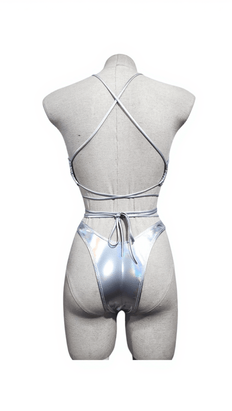 EBENEZER LACING METALLIC BIKINI TWO PIECE SET