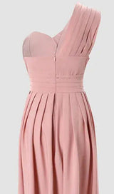 POLYESTER SEQUINS SLEEVELESS RUFFLE DRESS IN PINK