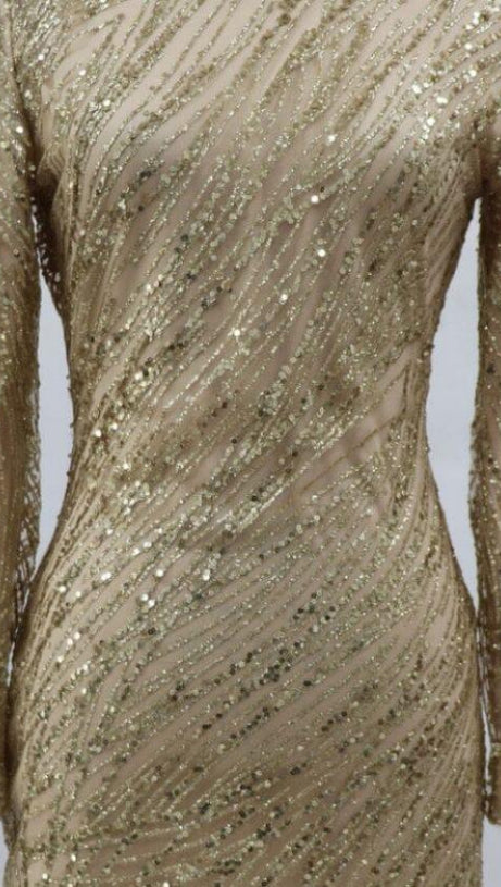 POLYESTER FASHION MODERN SEQUINS BACKLESS MINI DRESS IN GOLD