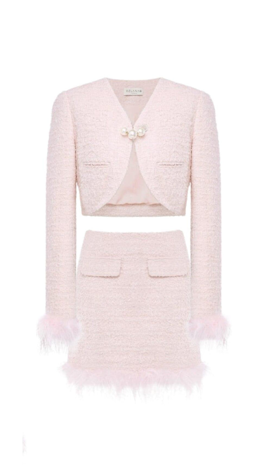 PINK BEADED TASSELS AND FEATHERS FRAGRANCE SET
