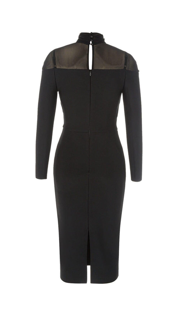 Enges Midikleid mit Netznähten in Schwarz