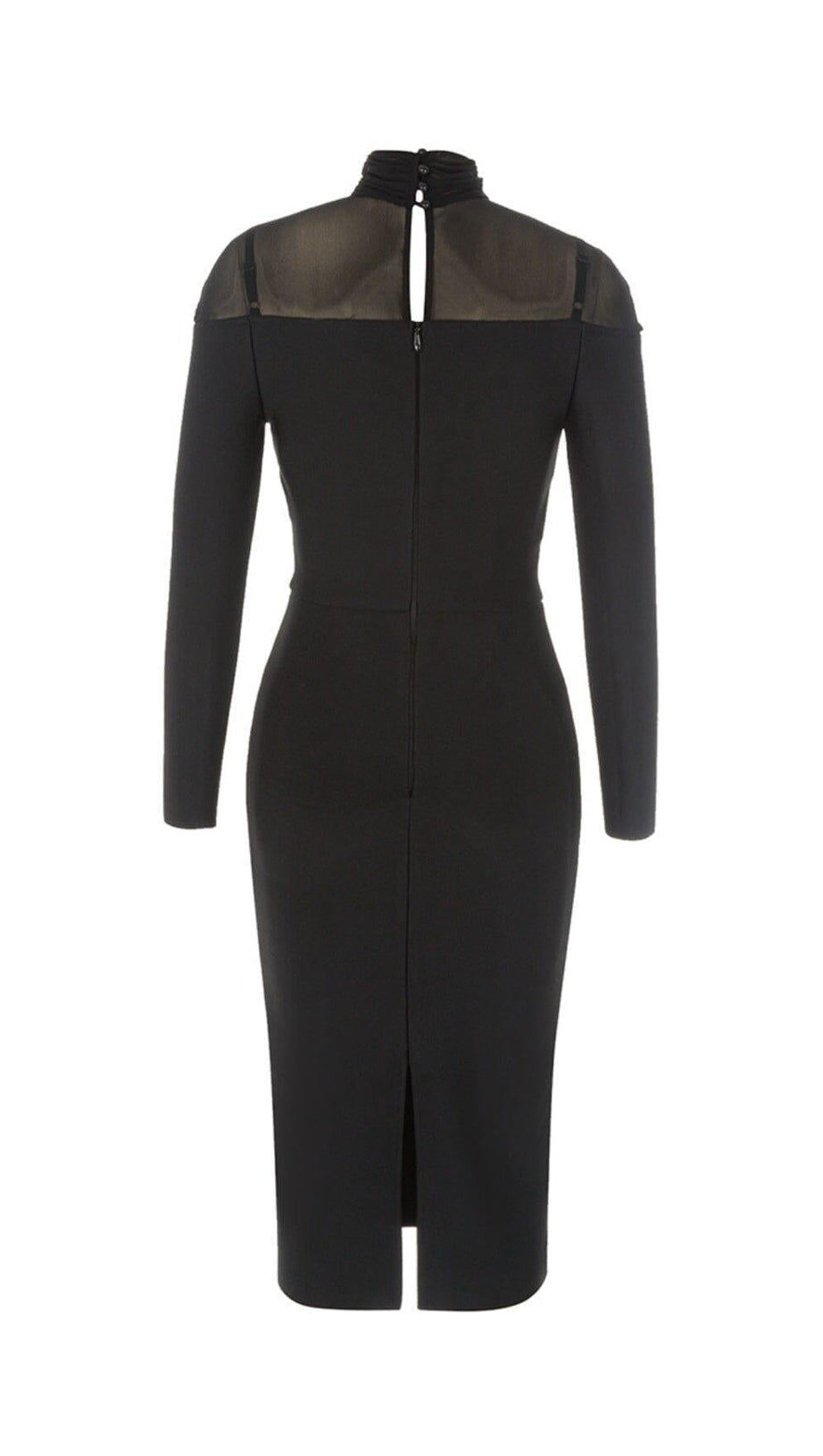 MESH STITCHED SKINNY BUTTOCKS MIDI DRESS IN BLACK