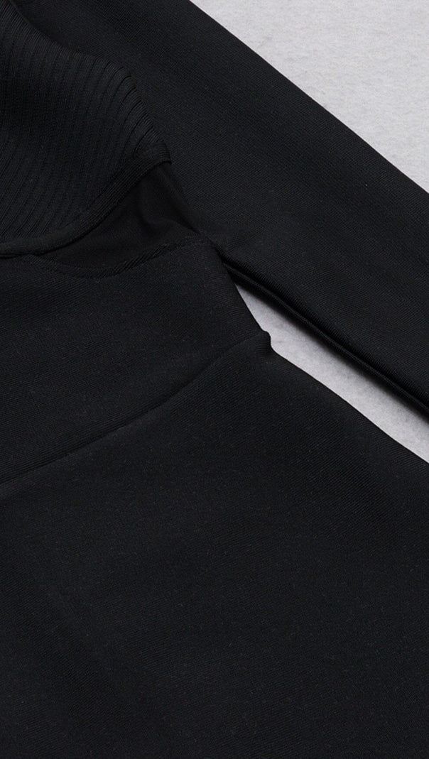 Enges Midikleid mit Netznähten in Schwarz