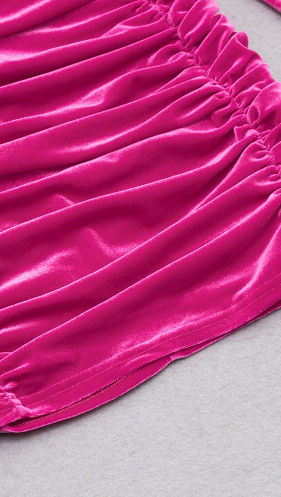 HANGING NECK MESH STITCHED VELVET MINI DRESS IN BARBIE PINK