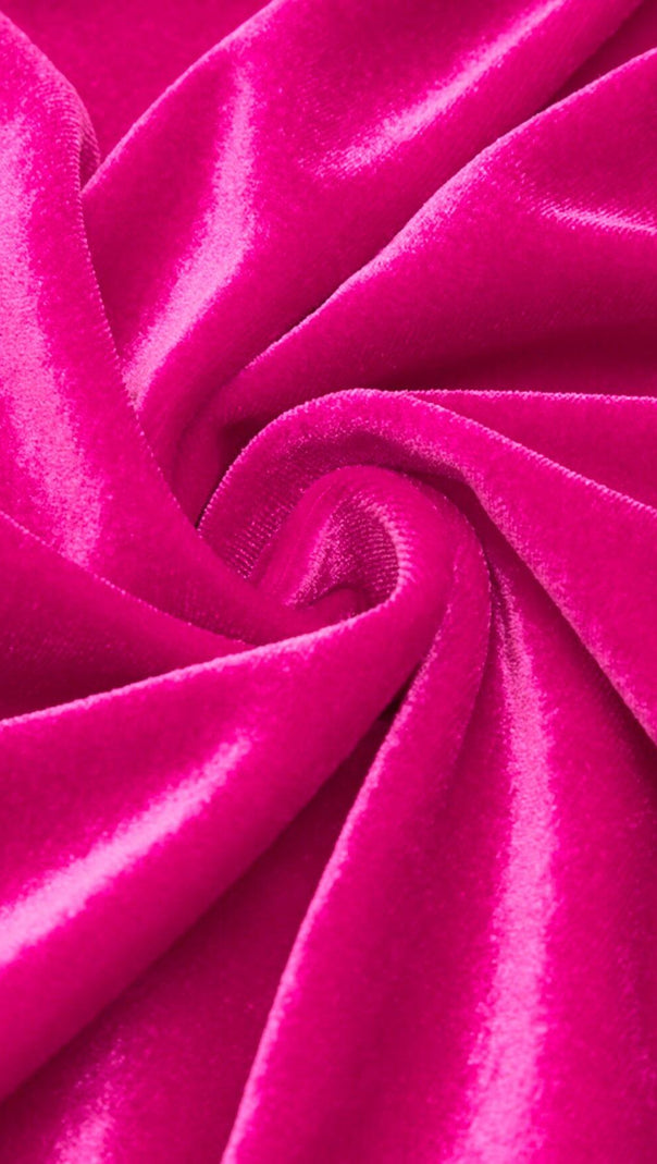 Minikleid aus Samt mit hängendem Hals und Netznähten in Barbie-Pink