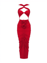 Pomeline Rose Bodycon Maxi Dress In Red