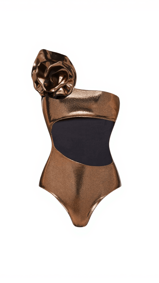 AIIZIE ERASMUS FLOWER METALLIC ONE PIECE SWIMSUIT - product image