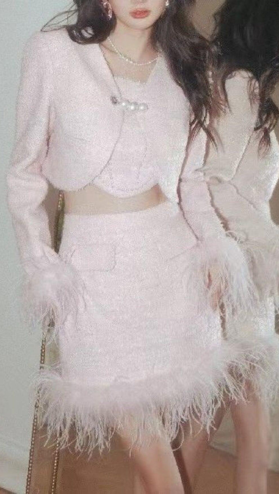 PINK BEADED TASSELS AND FEATHERS FRAGRANCE SET