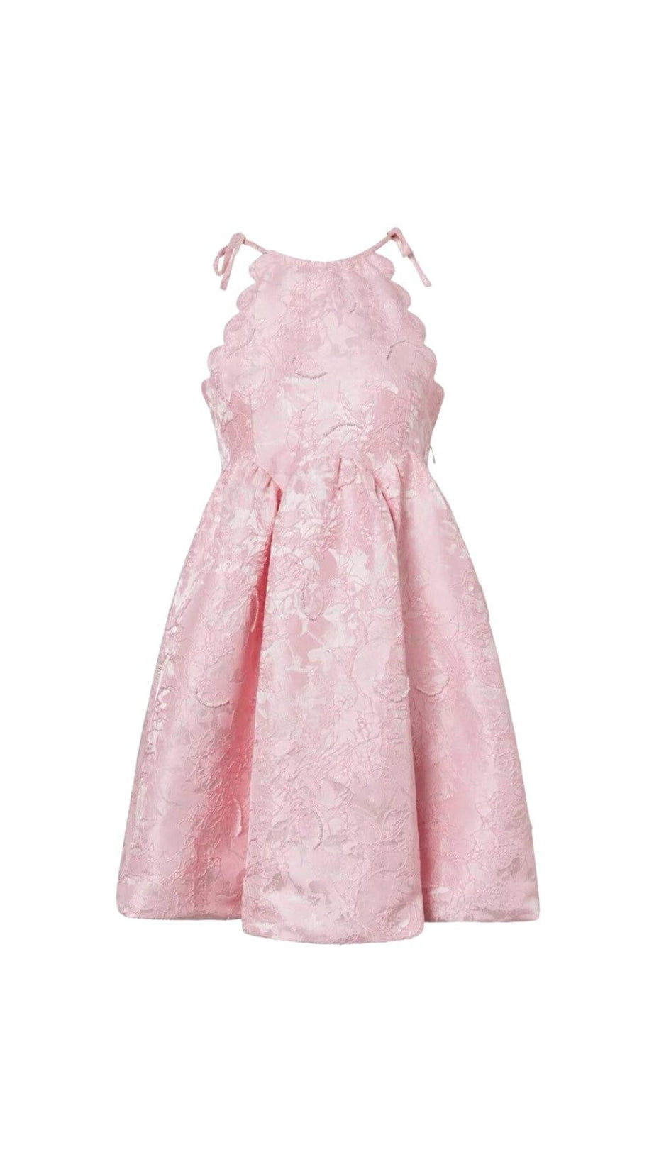 PINK BEADED JACQUARD SLEEVELESS MINI DRESS