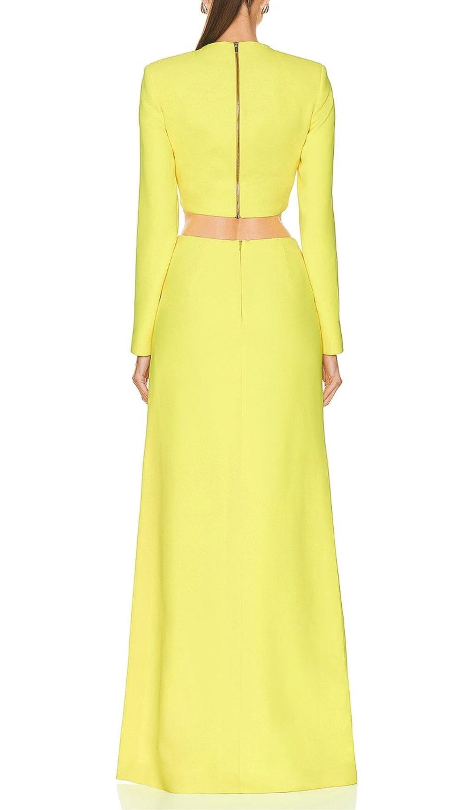 YELLOW BEADED STARFISH DIAMOND LONG SLEEVE HIGH WAISTED SPLIT SKIRT