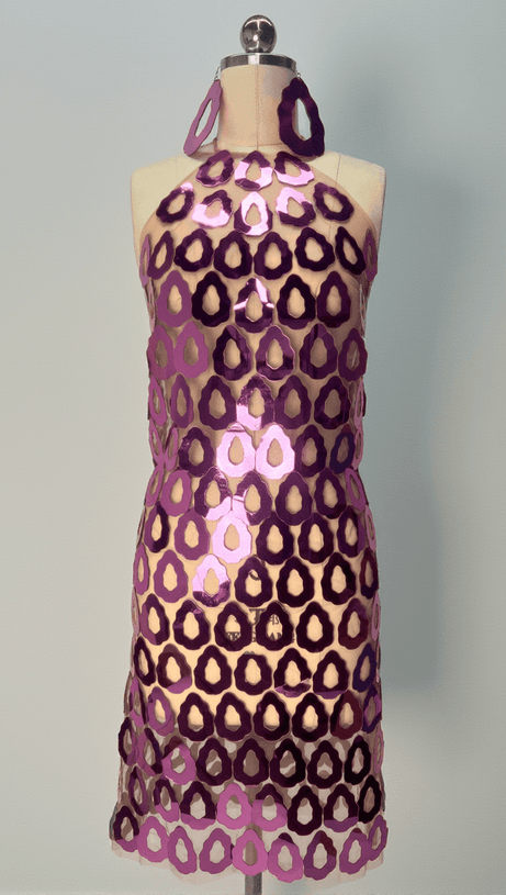 BADEL HALTERNECK ACRYLIC MESH MINI DRESS