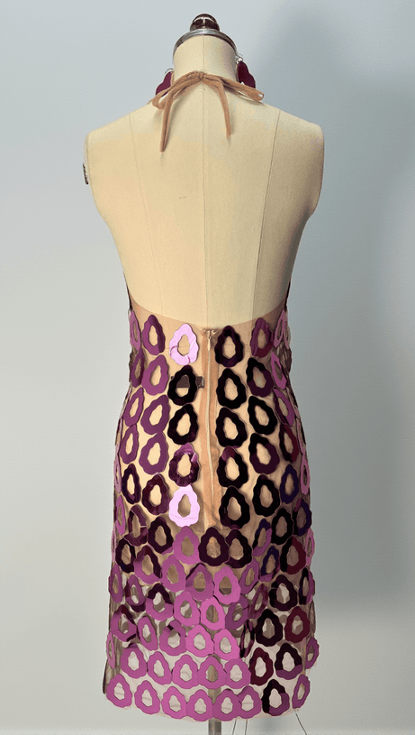 BADEL HALTERNECK ACRYLIC MESH MINI DRESS