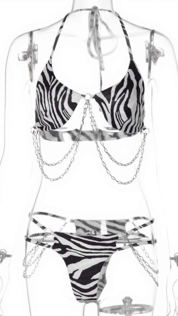AIIZIE LOXLEY ZEBRA CHAIN BIKINI TWO PIECE SET - product image