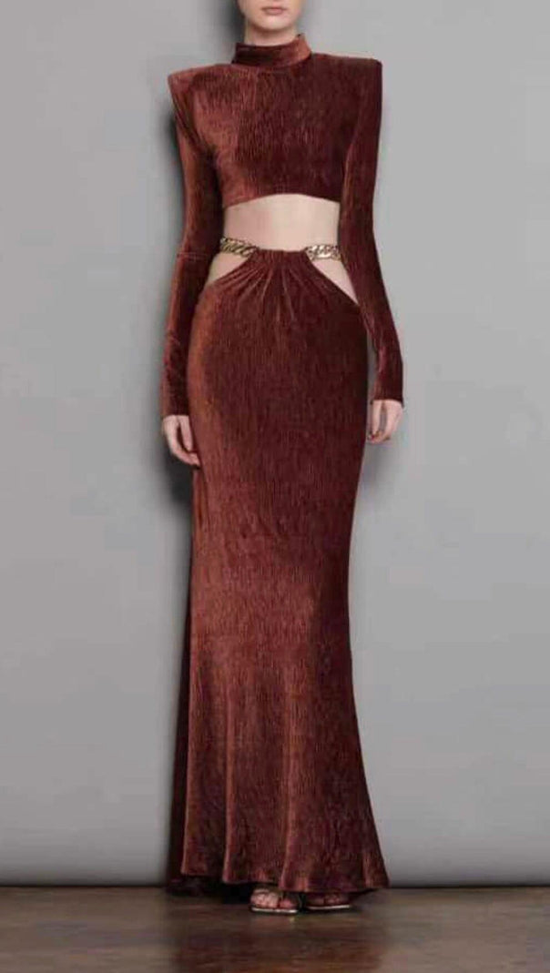 AIIZIE SPECIAL TEXTURE TURTLENECK LONG-SLEEVED PADDED SHOULDER SKIRT SET - product image