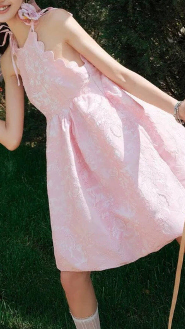 AIIZIE PINK BEADED JACQUARD SLEEVELESS MINI DRESS - product image