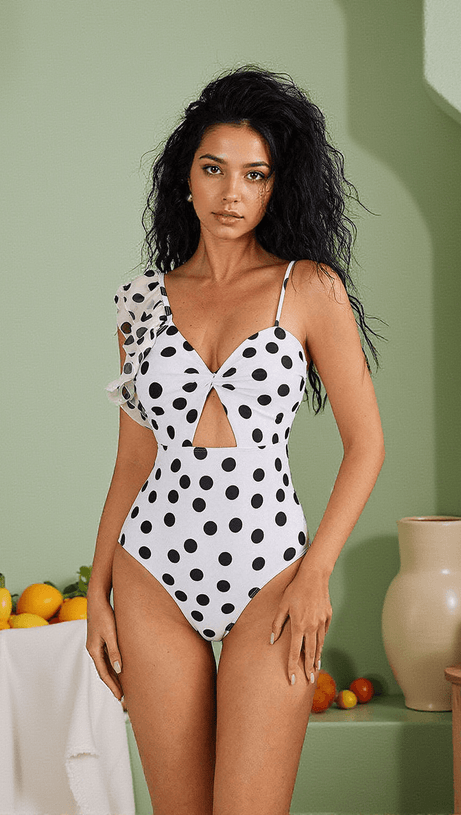 JETHRO DOT CUTOUT SWIMWEAR TWO PIECE SET