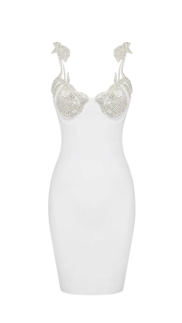 AIIZIE CRYSTALLISED BANDAGE MINI DRESS IN BLACK - product image