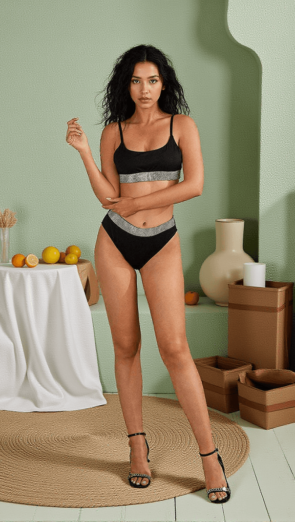 AIIZIE AZRIEL RHINESTONE BIKINI TWO PIECE SET - product image