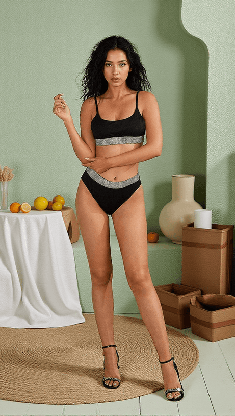 AZRIEL RHINESTONE BIKINI TWO PIECE SET