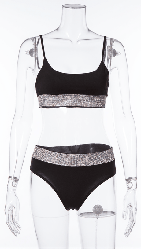 AZRIEL RHINESTONE BIKINI TWO PIECE SET