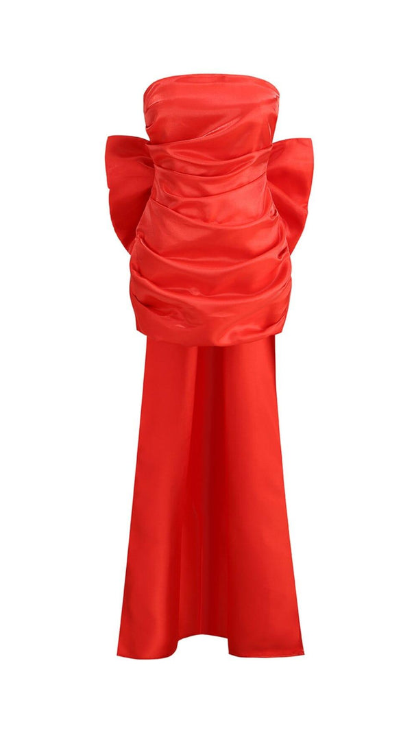 AIIZIE STRAPLESS BOWKNOT MINI DRESS IN RED - product image