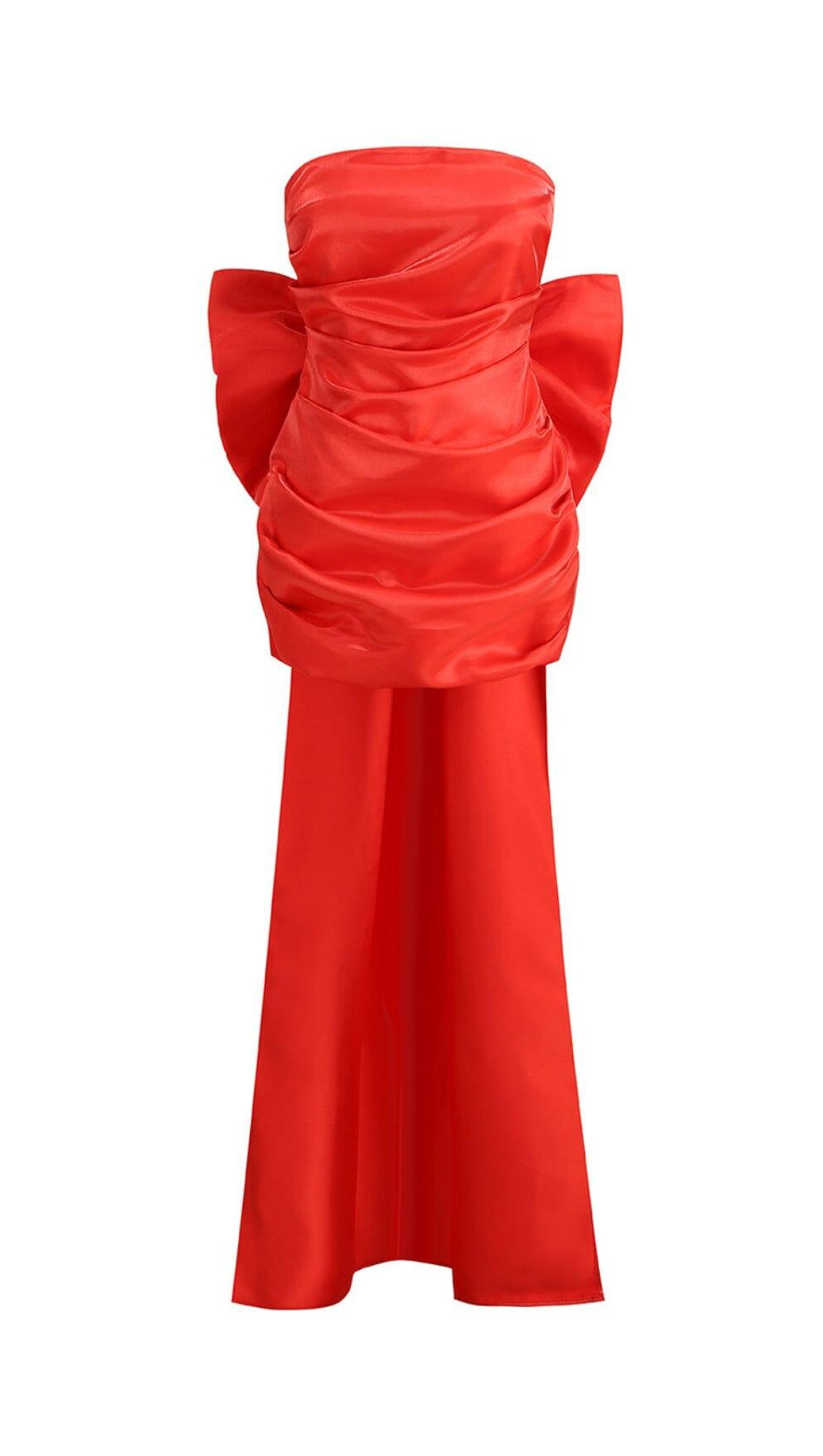 MINI ABITO SENZA SPALLINE CON FIOCCO ROSSO