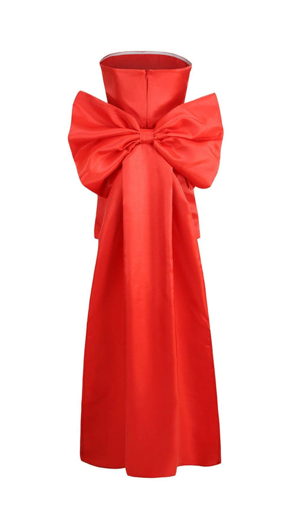 AIIZIE STRAPLESS BOWKNOT MINI DRESS IN RED - product image