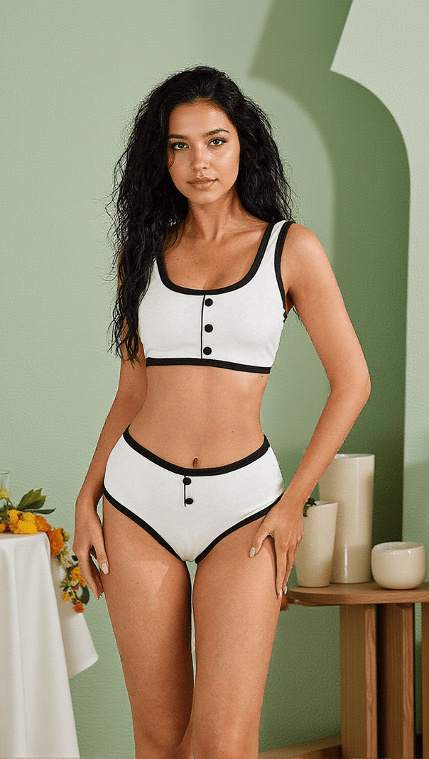 AIIZIE JACOBY BUTTON BIKINI TWO PIECE SET IN WHITE - product image