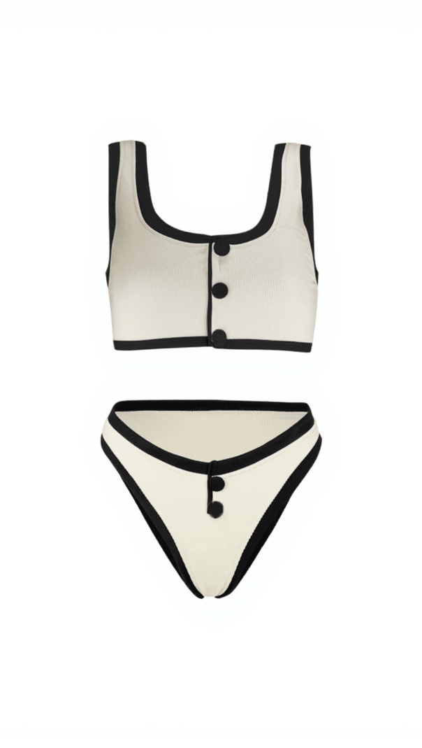 AIIZIE JACOBY BUTTON BIKINI TWO PIECE SET IN WHITE - product image