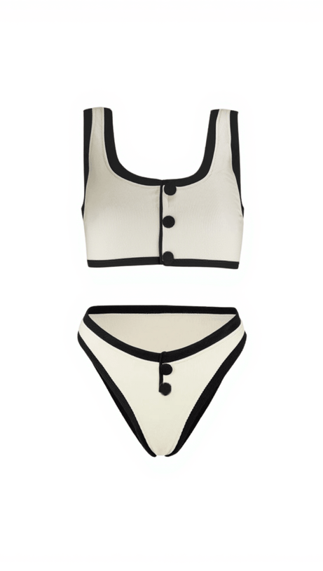 JACOBY BUTTON BIKINI TWO PIECE SET IN WHITE